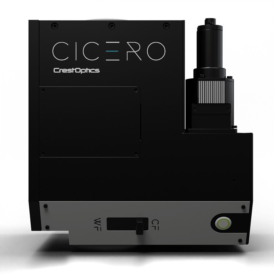 High-resolution image of the CICERO spinning disk confocal module from CrestOptics, distributed by Lasing in Spain