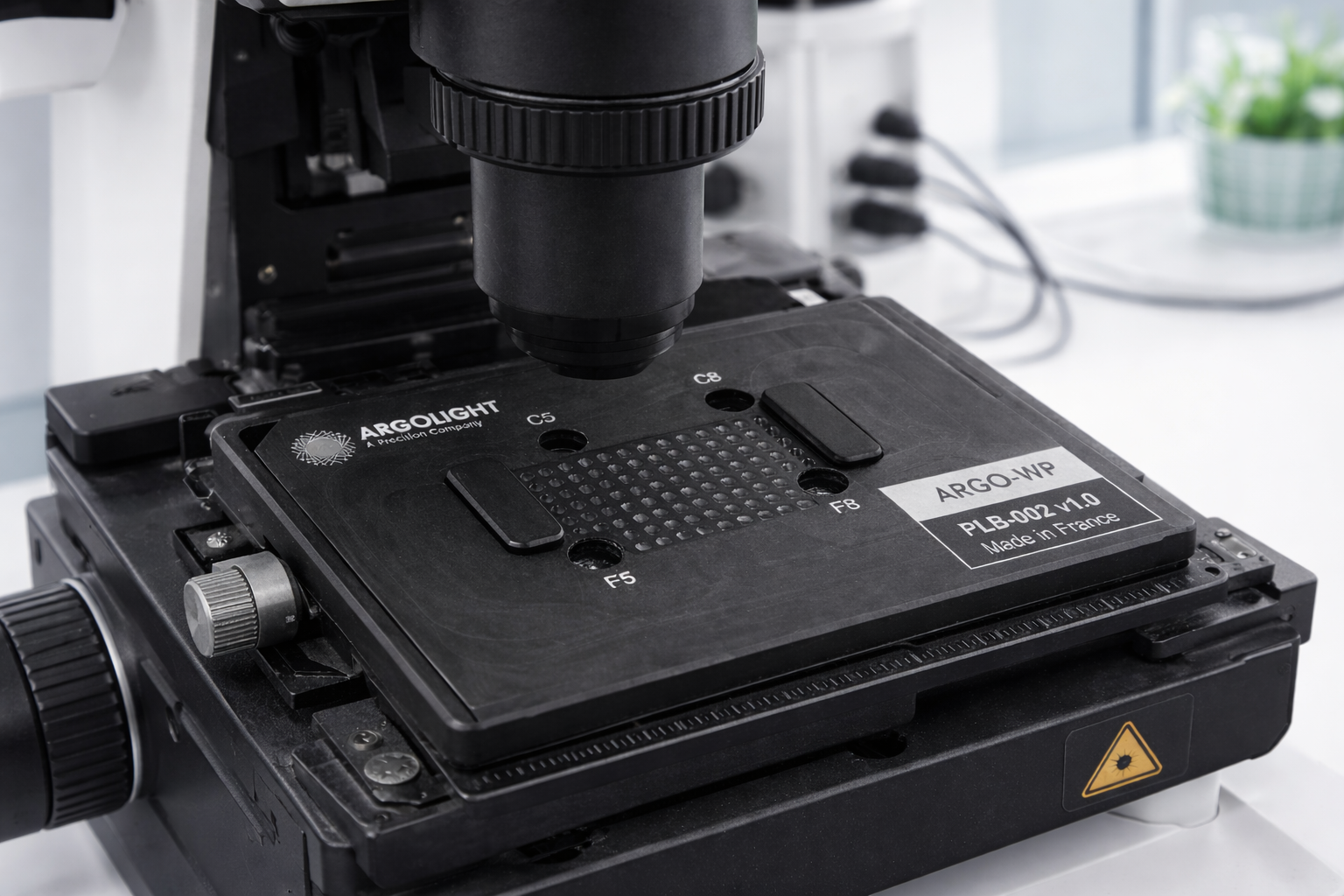 Placa de calibración ARGO-WP en microscopio